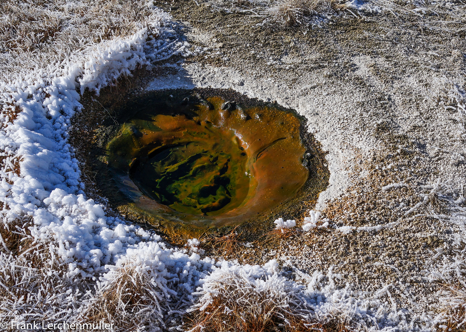 Yellowstone Park, Schlammloch im Frost