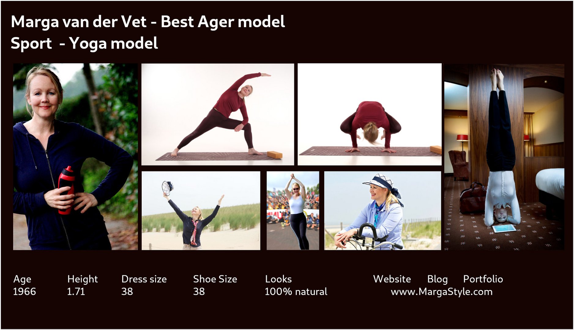 Yoga sport Bestager model sedcard