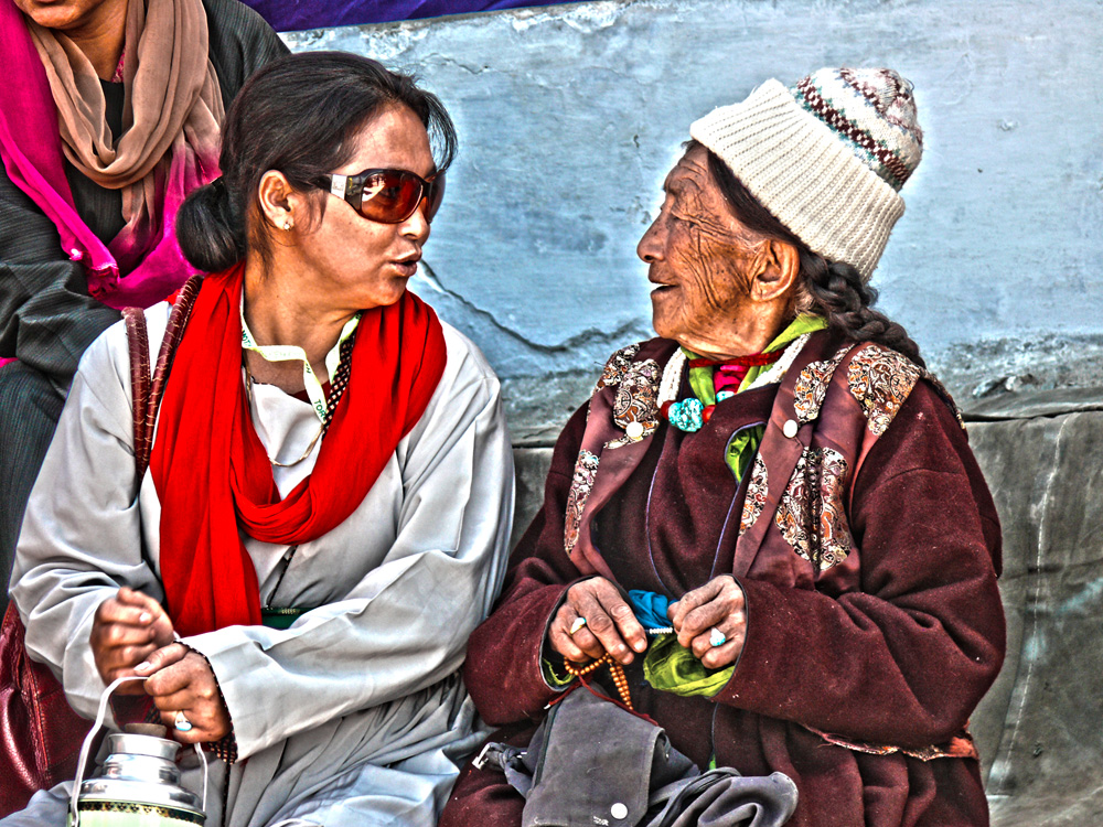 young and old ladakhi women