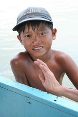 young cambodian, near the floating village of Chong Kneas