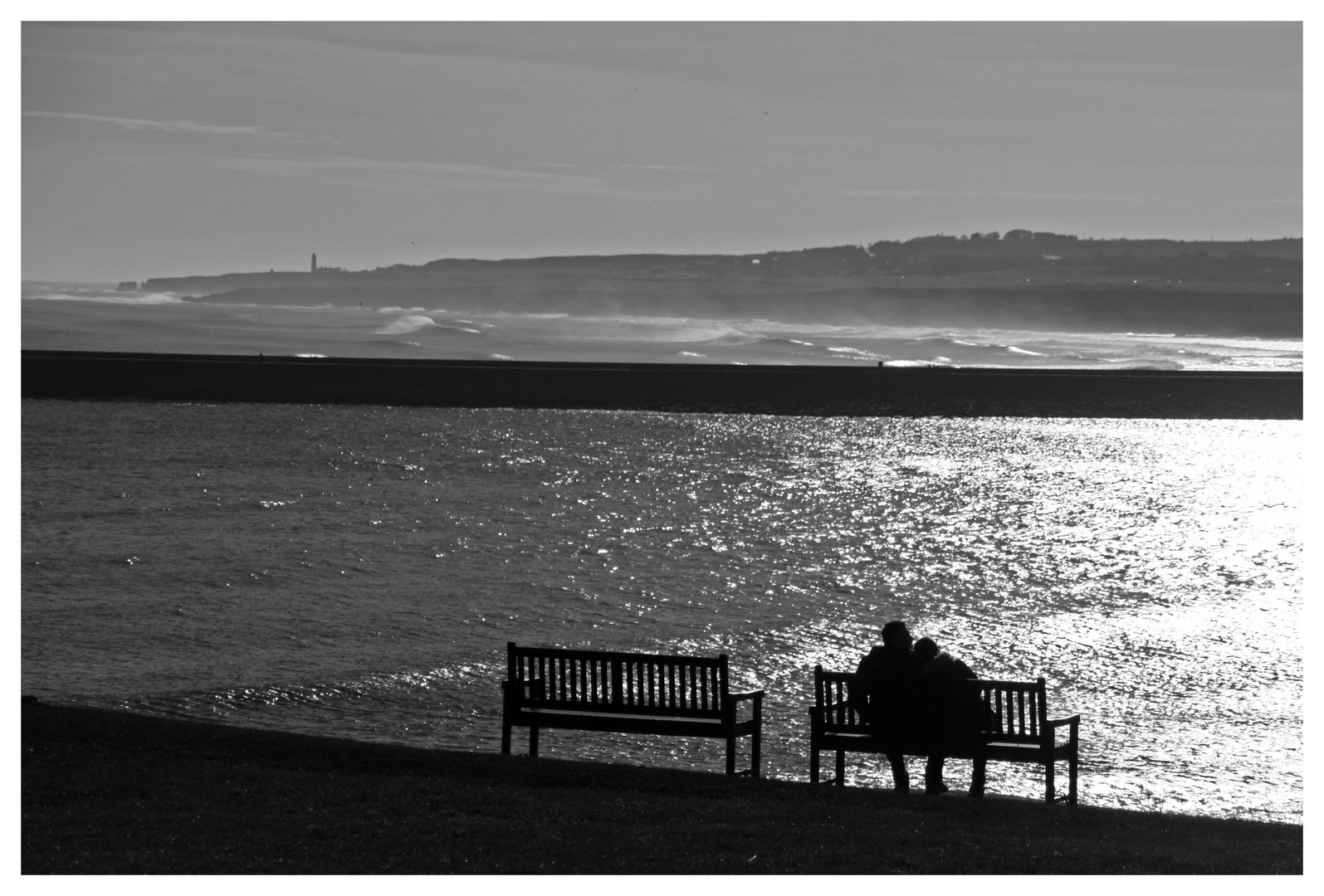 young couple at the mouth of the River Tyne, newcastle