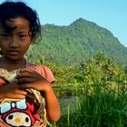 Young girl and her chicken