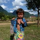 young girl in country village