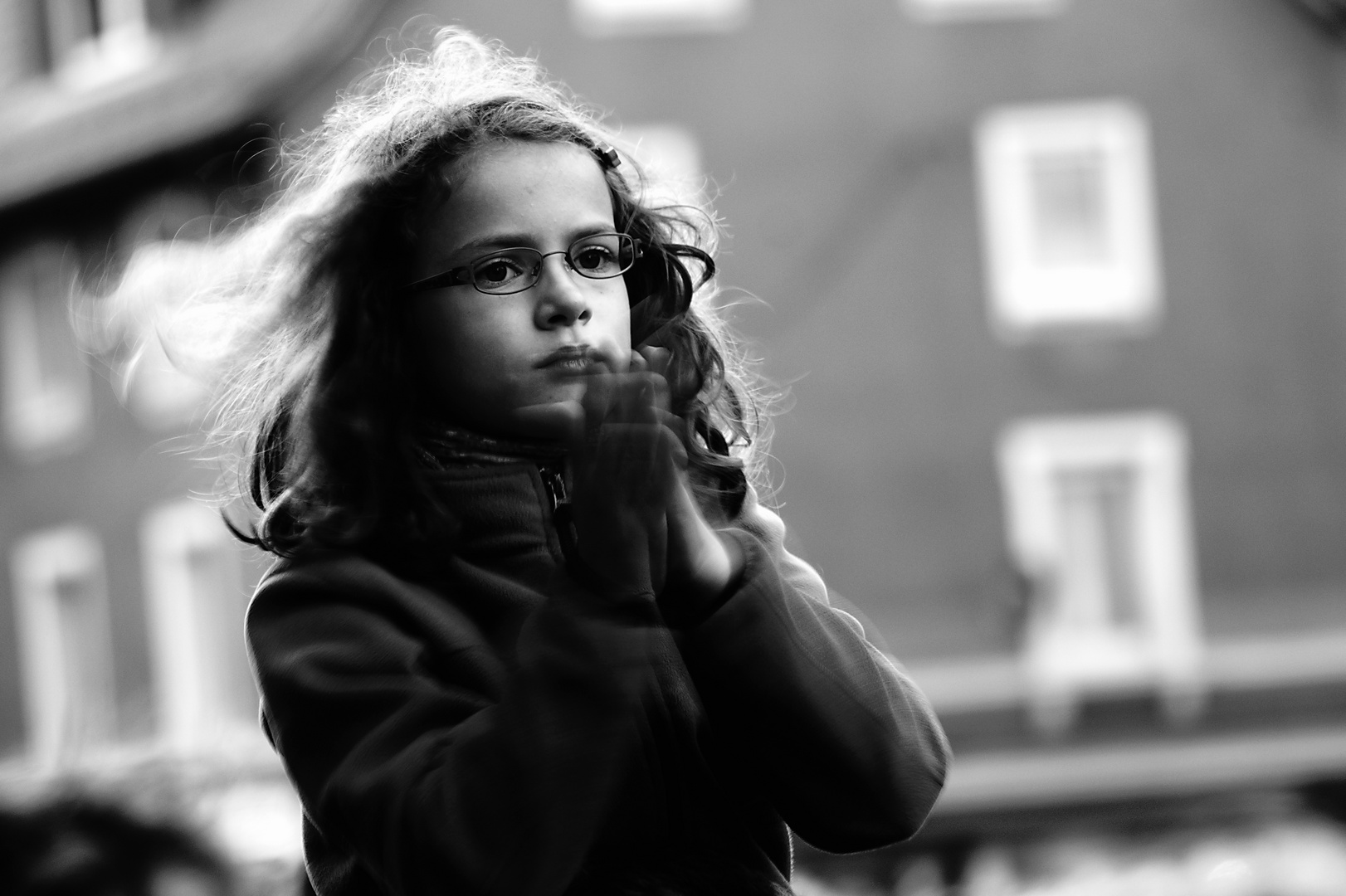 Young girl on dad's shoulder