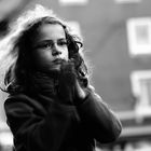 Young girl on dad's shoulder