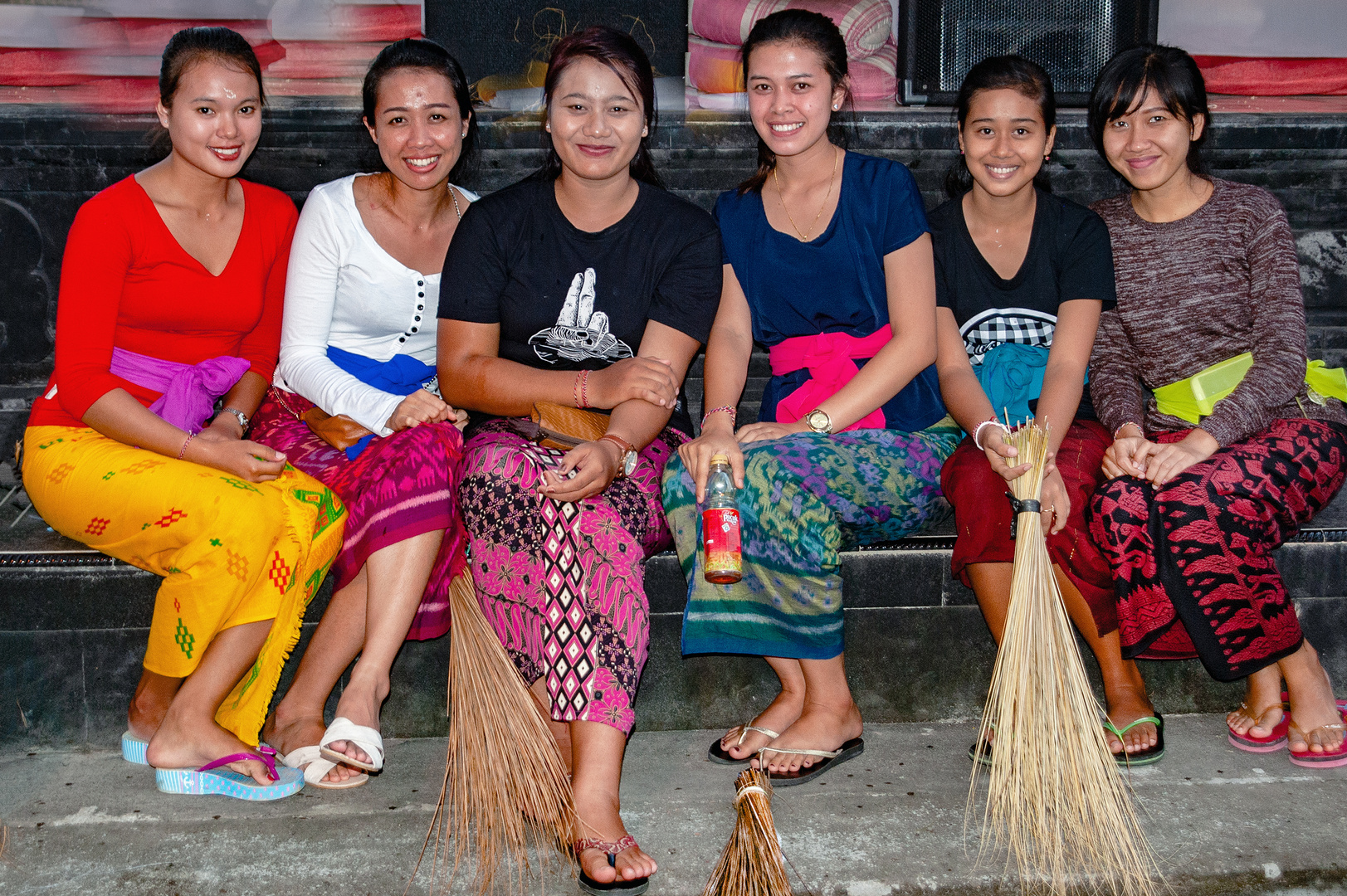 Young ladies after temple cleaning