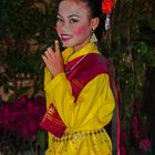 Young lady shows her street performance