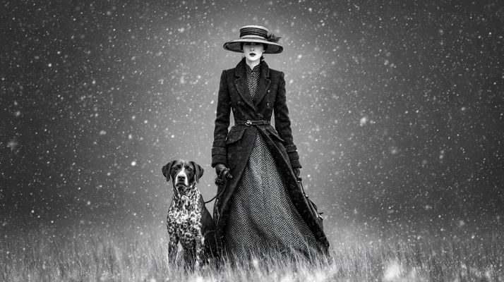 Young lady with her dog ...
