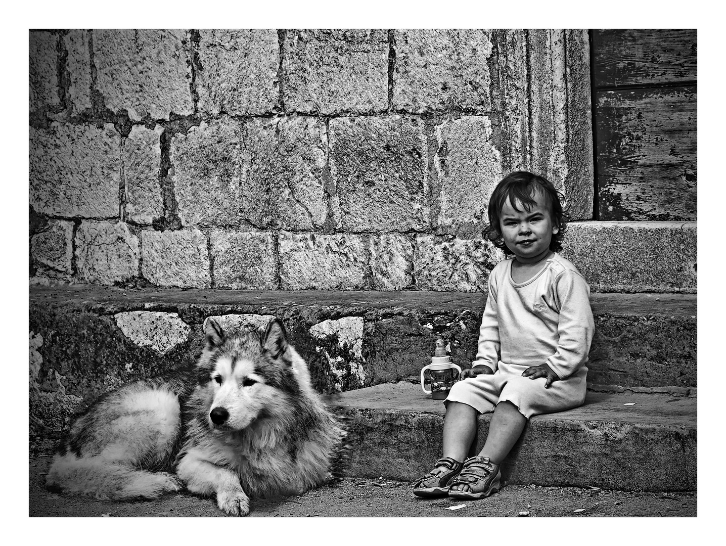 Young man with a dog.