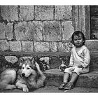 Young man with a dog.