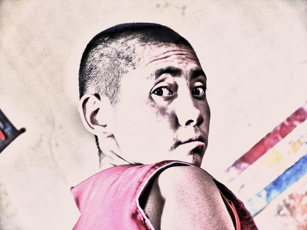 young monk in thikse monastery in ladakh