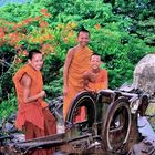 Young monks beside a gun pod cradle