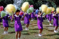 Young schoolgirls make cheerleeders