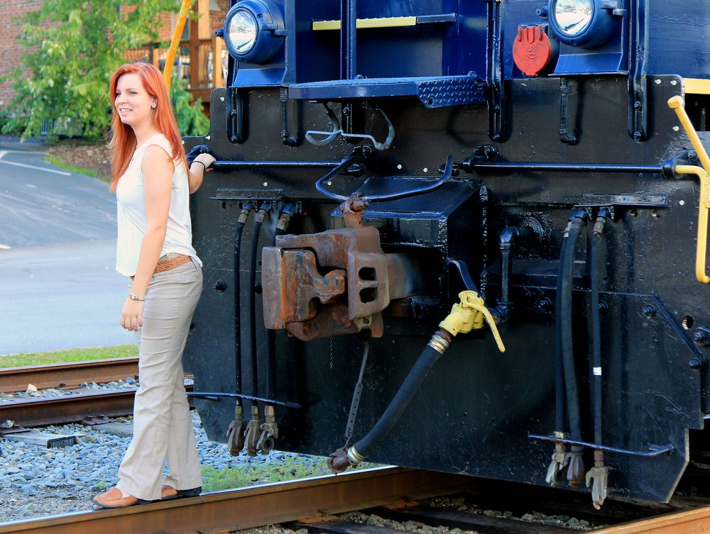 Young Woman and Train...,Blue Ridge Scenic Railway BLRX#7529, Georgia,USA