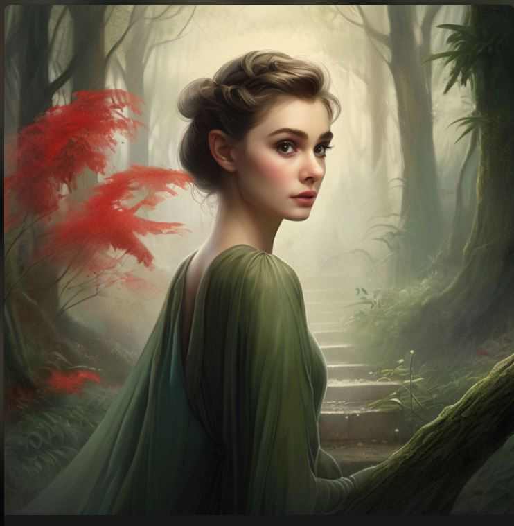 young woman forest