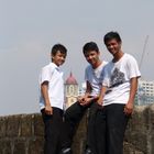 Youngsters on Intramuros wall plus City Hall