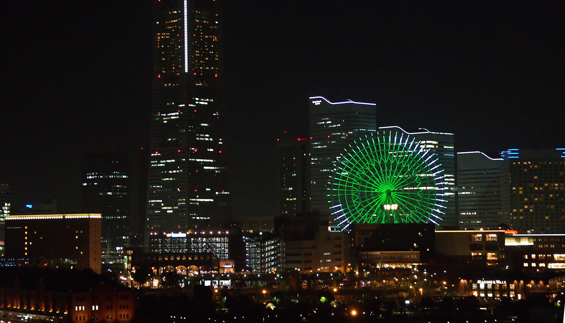 Yukohama - riesenrad - Studie bei Nacht - 2016