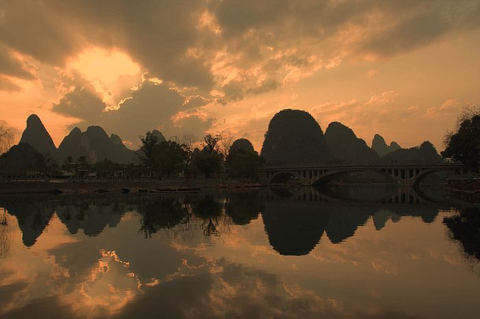 Yulong river at sunset