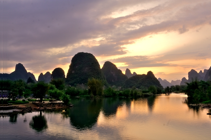 Yulong river sunset,Yangshuo