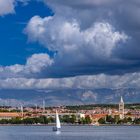 Zadar gegen Velebit Gebirge, Dalmatien, Kroatien