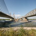 Zaltbommel - River Waal with Martinus Nijhoffbrug and Railway Bridge