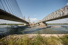 Zaltbommel - River Waal with Martinus Nijhoffbrug and Railway Bridge