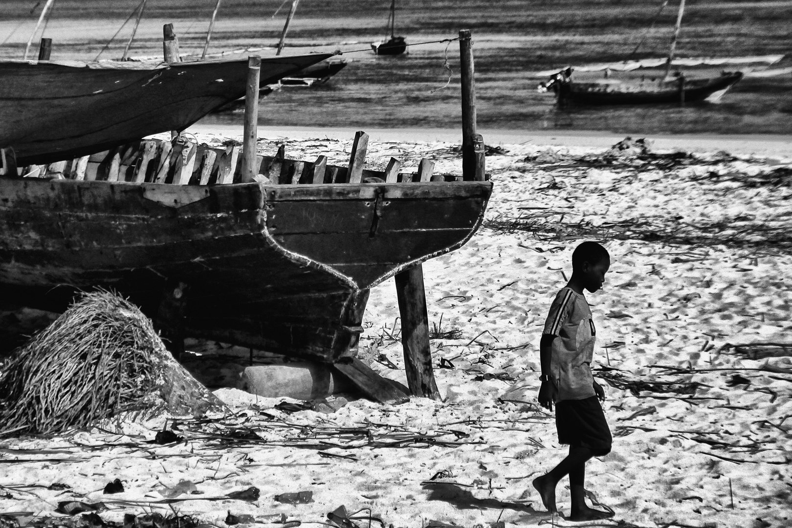 Zanzibar in BW -6.: On the beach