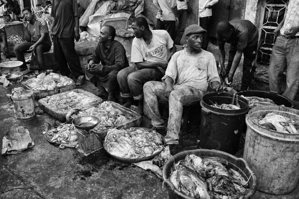 Zanzibár in BW_10.: The fish market