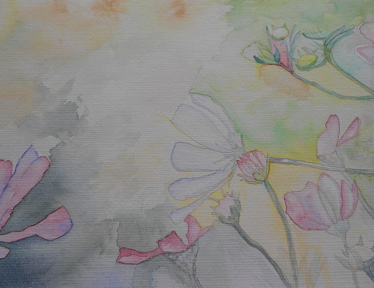 Zarte Blüten in Aquarell