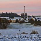 Zartes Morgenrot mit Schnee und der Blick auf Maxen...