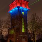 Zeche Erin Schacht 3 (Hammerkopfturm) in Castrop-Rauxel, mit Laser