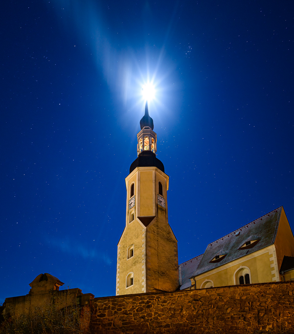 Zeithainer Kirche im Mondeslicht 