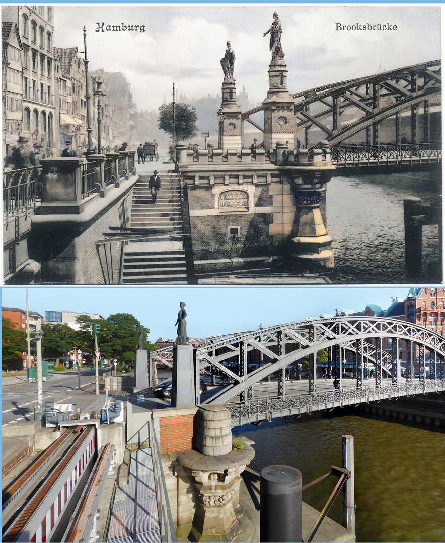 Zeitreise Brooksbrücke um 1900 und heute