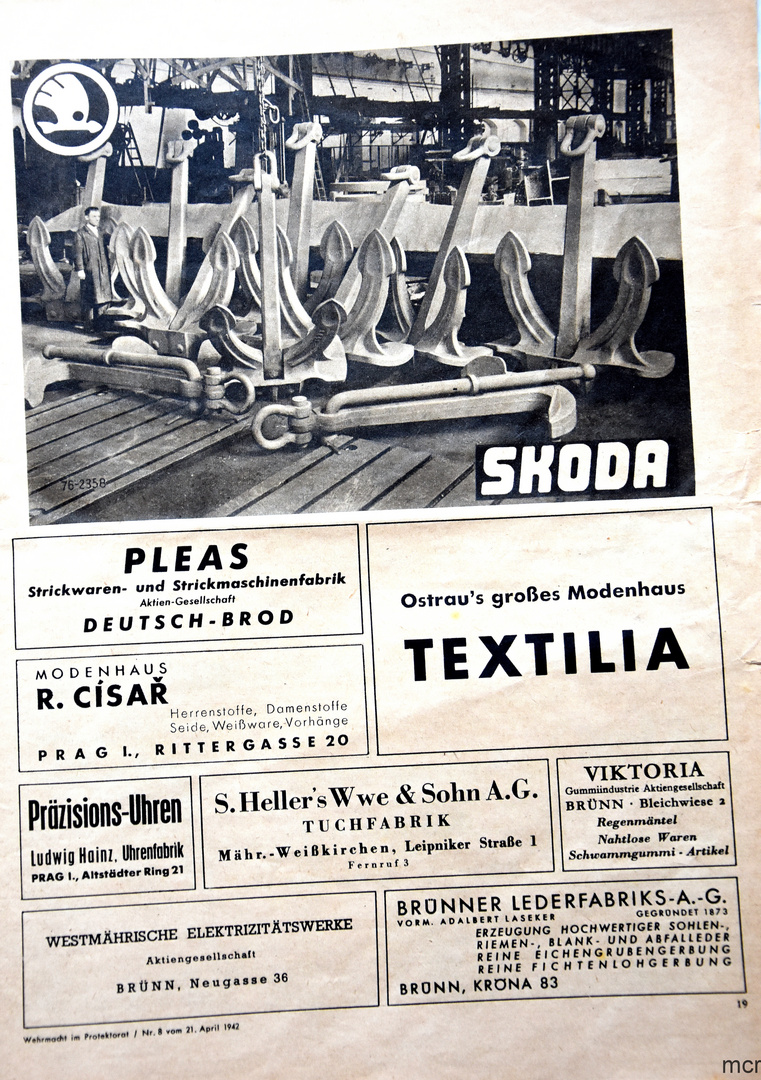 Zeitungsanzeigen im April 1942