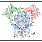 Zentangle: Tres Mariposas y Mundo