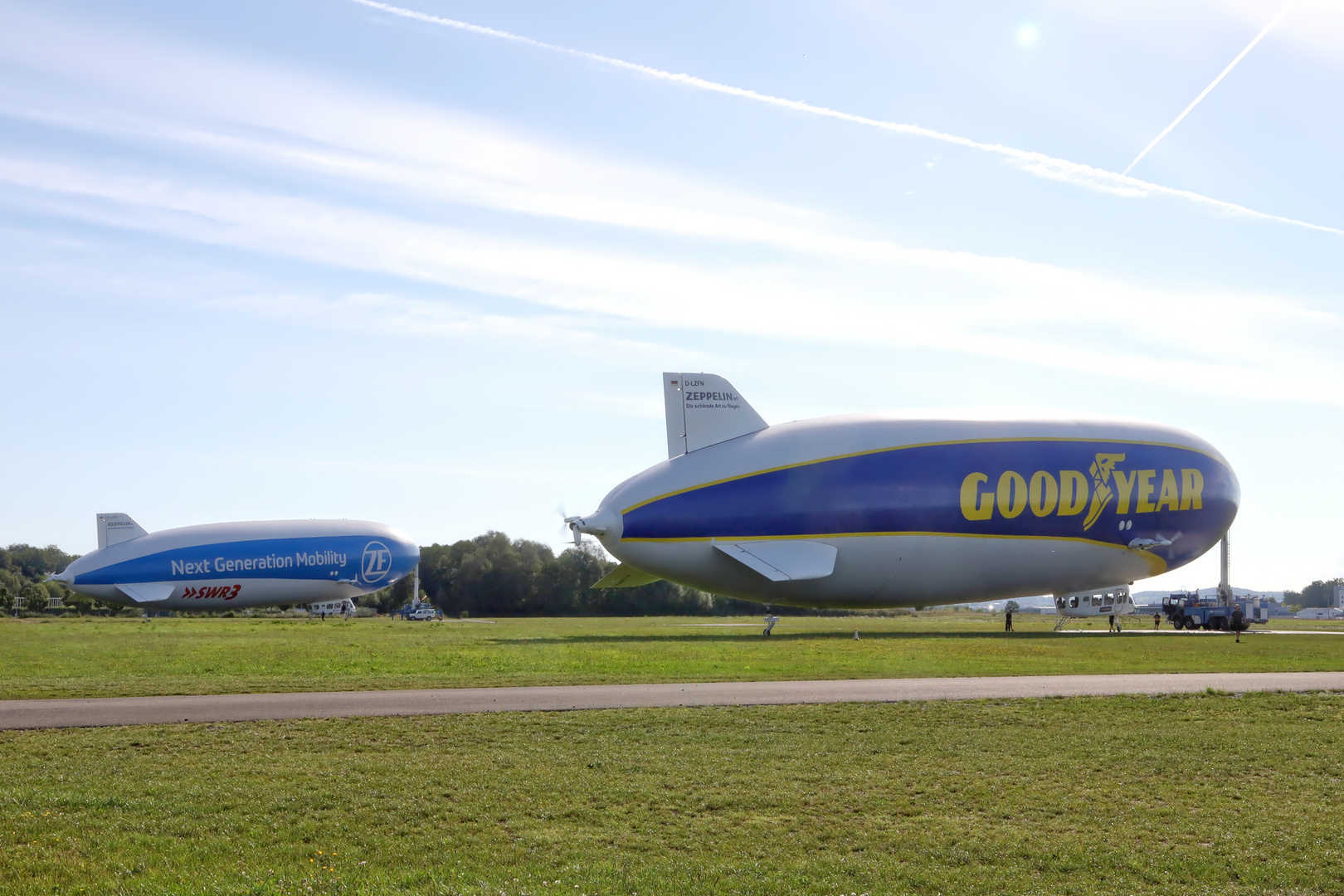 Zeppelin NT D-LZFN + D-LZNT at Friedrichshafen Airport in August 2020