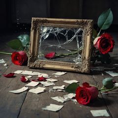 zerbrochene Liebe, Liebe, Scherben, Rose, gebrochen, Trennung,