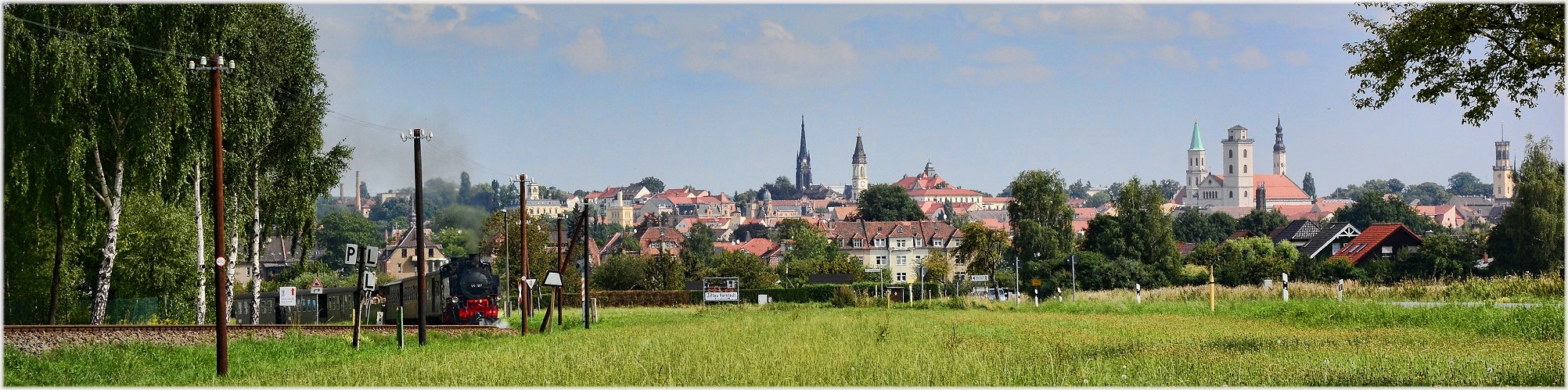 Zittau Panorama zwischen Eisen- und Gummibahn