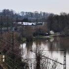 Zoltan Hochwasser in PORTA Westfalica ganz nah an der Bahnschiene  