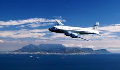 ZS-BMH DC 4 over Cape Town