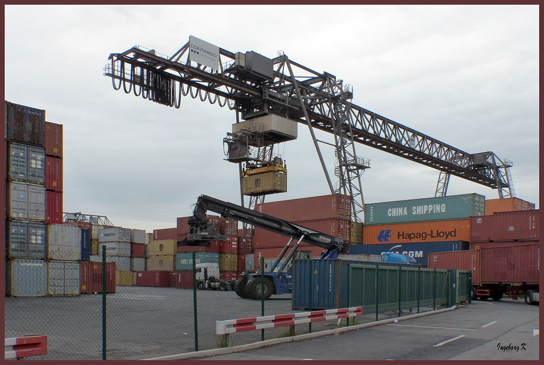 Zu Besuch bei Contargo - Hafen Neuss - Verladekran für Container