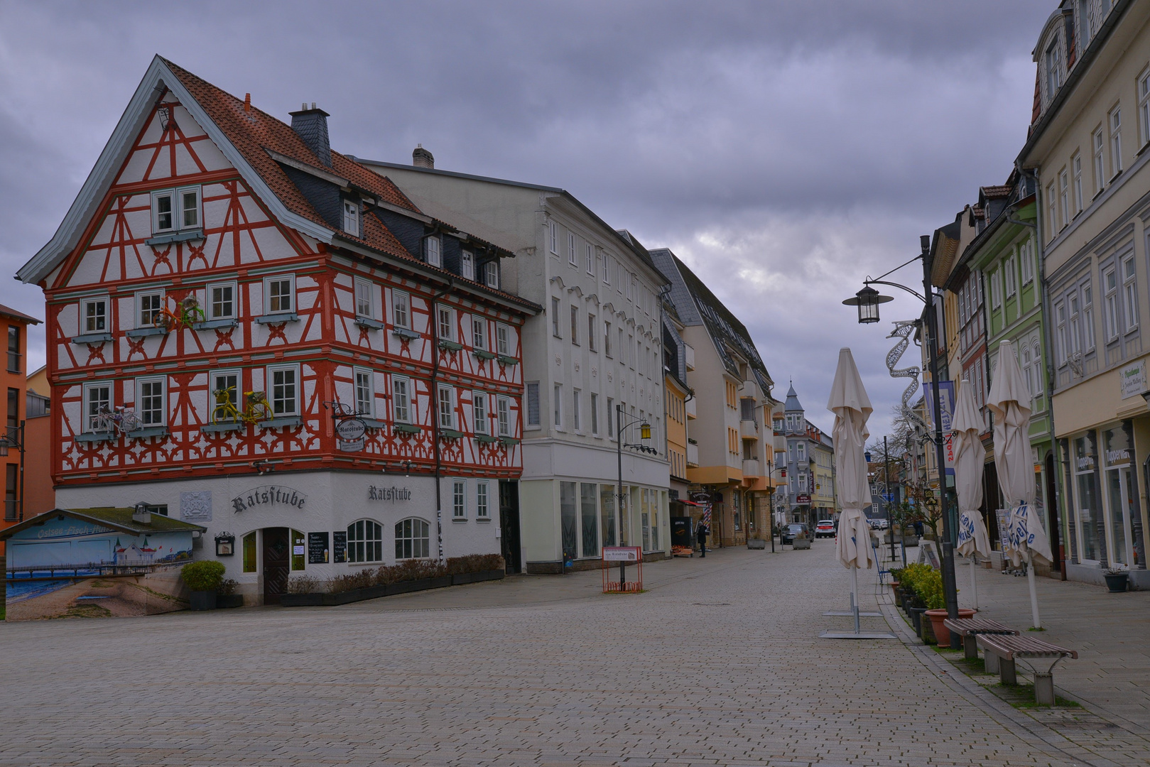 zu Silvester in Meiniingen, das schöne Fachwerkhaus am Markt