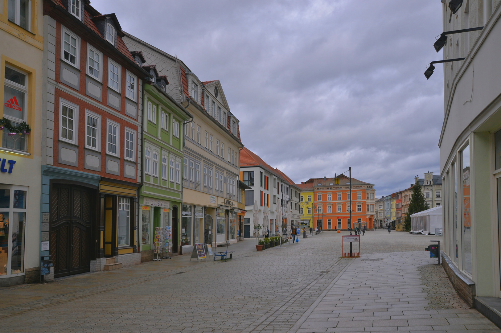 zu Silvester in Meiningen, Blick zum Markt