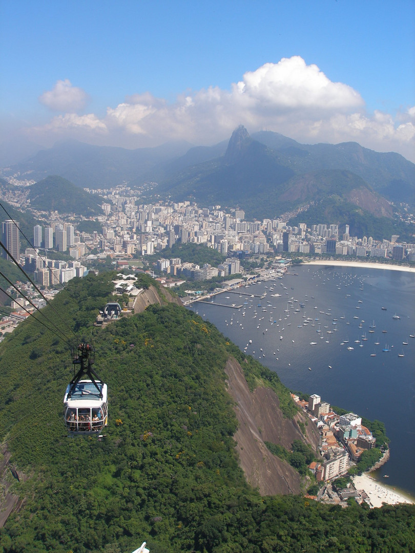 Zuckerhut mit Botafogo -Bucht und Corcovado