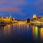 Zürich am Abend (mit Großmünster, Frauenmünster und St. Peter)