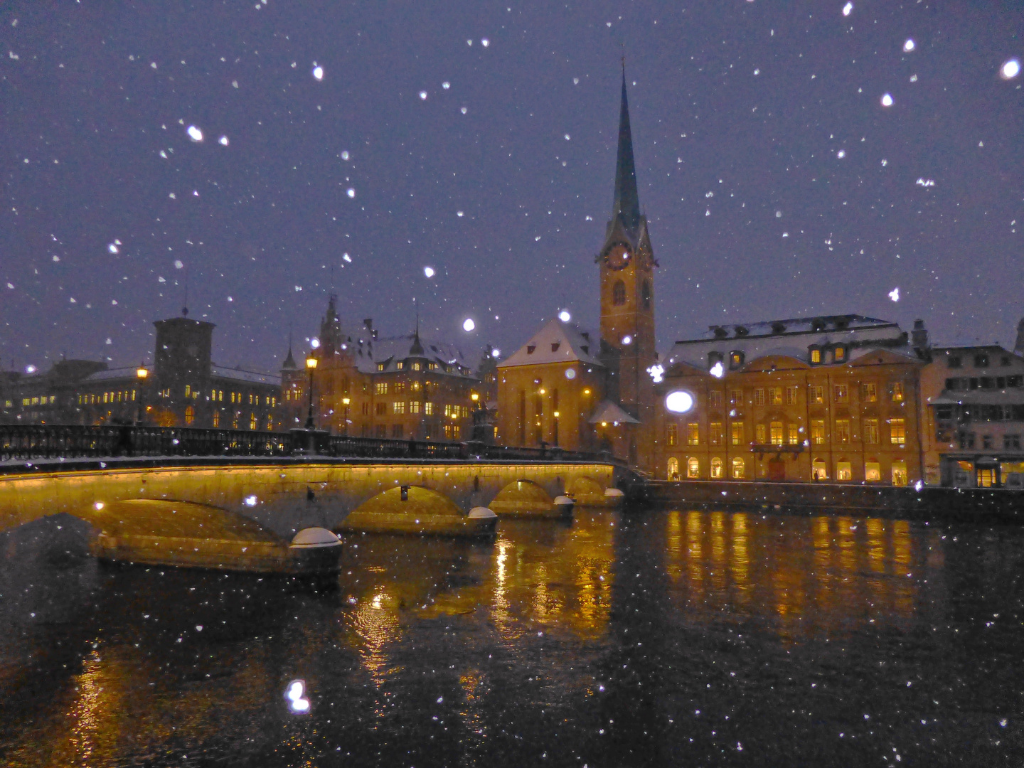 Zürich im Schneetreiben