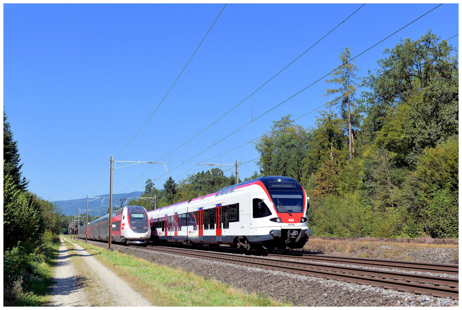 Zugbegegnung in der Schweiz