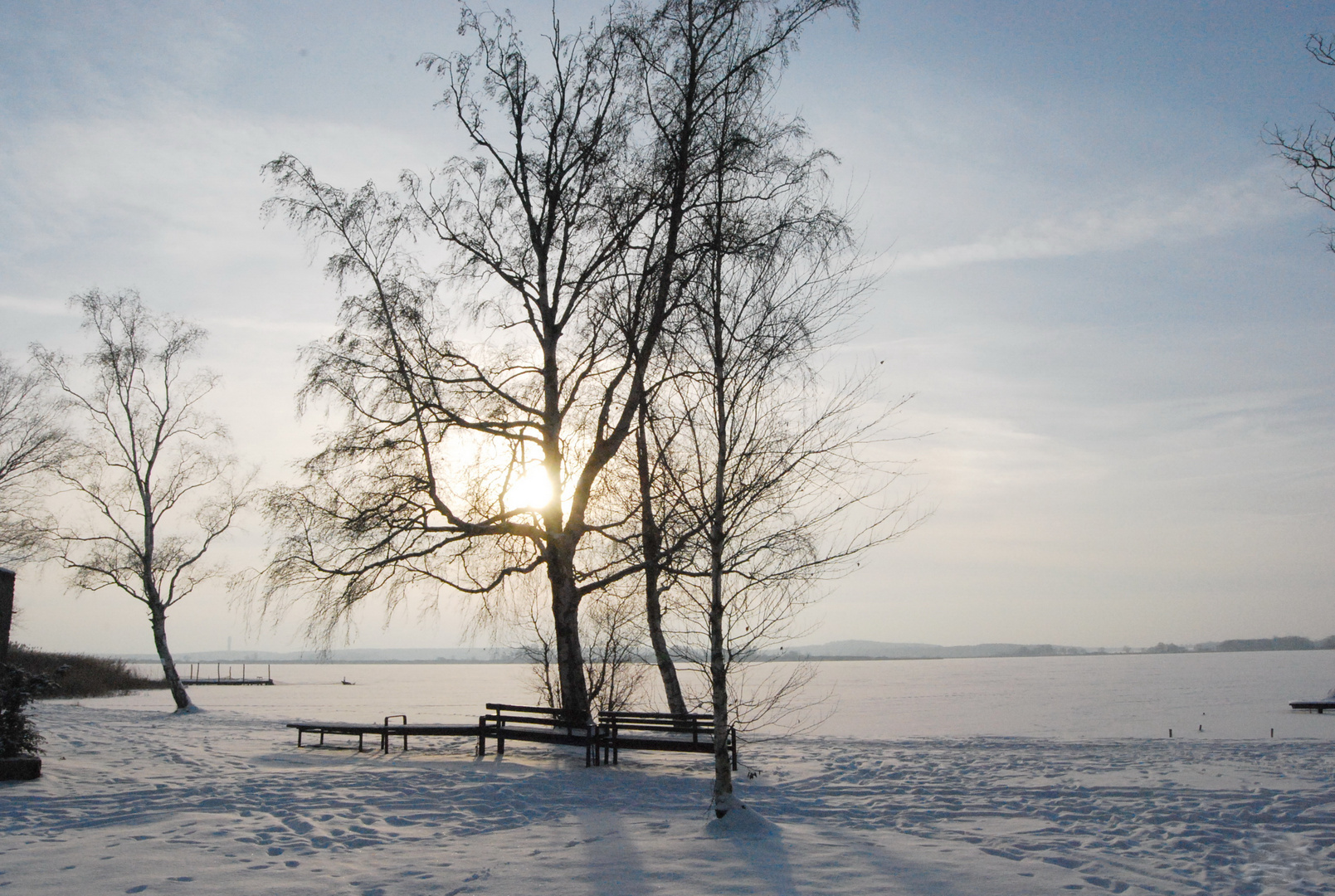 Zugefrorener See in Brandenburg