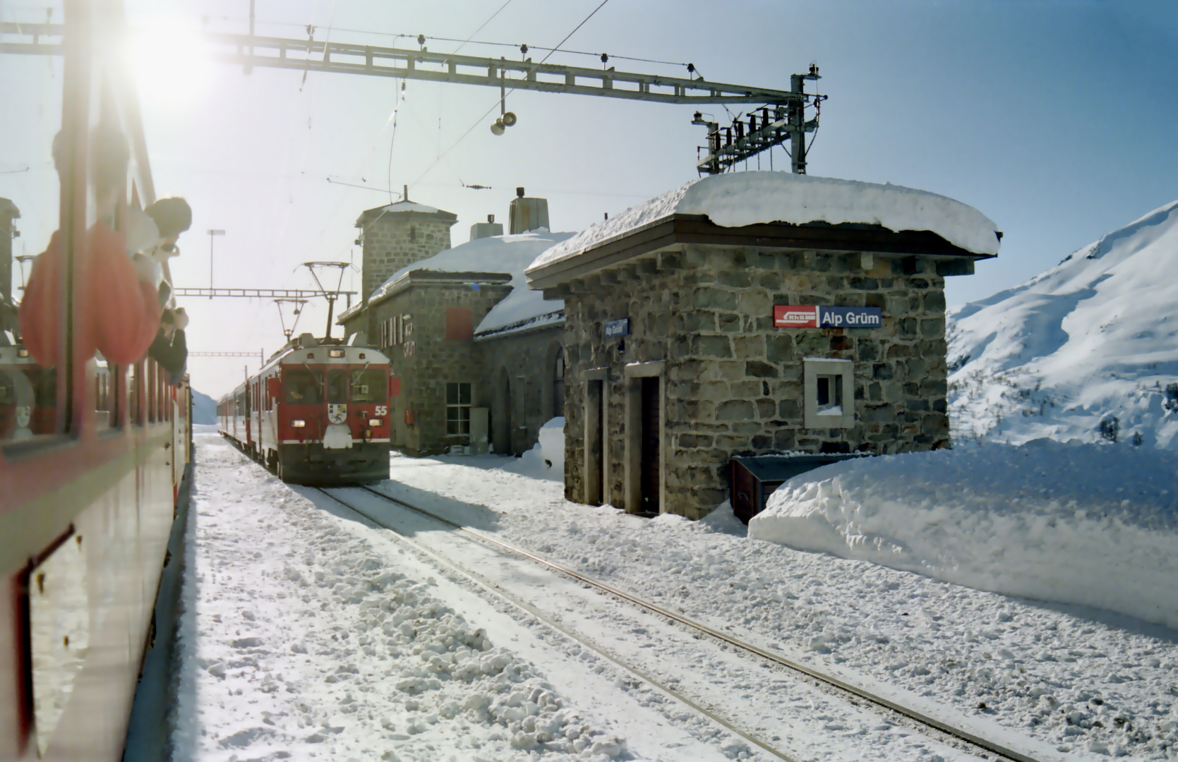 Zugkreuzung in Alp Grüm