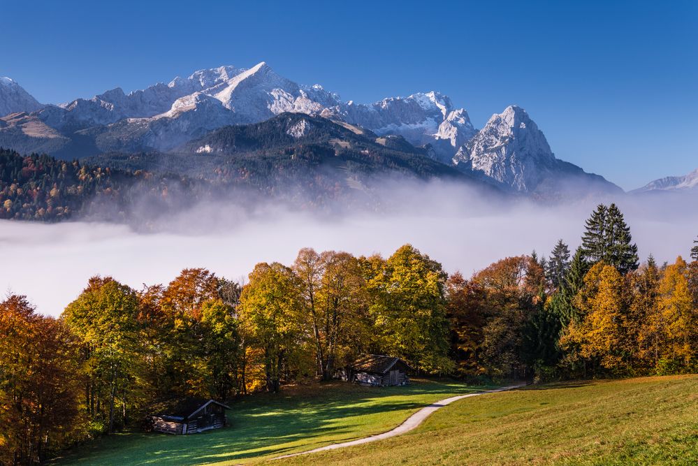 Zugspitzmassiv im Herbst, Oberbayern